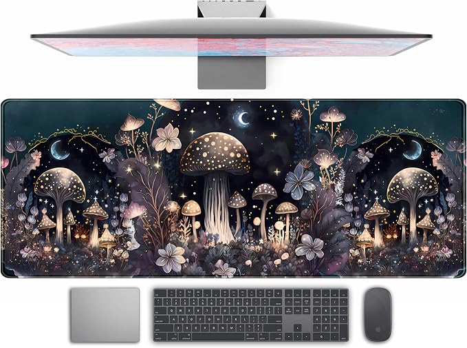 Teng DA Qing Cute Dark Mushroom Moon Night Mouse Pad XL Extended Gaming Mat by TENG+DA+QING