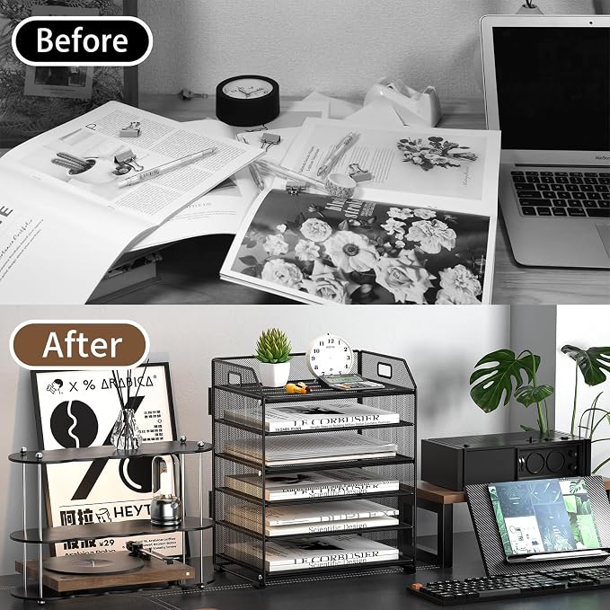 6 Tier Desk Organizer, Heavy-Duty Thick Metal Letter Tray Organizer, Large - Image 6
