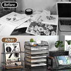 6 Tier Desk Organizer, Heavy-Duty Thick Metal Letter Tray Organizer, Large - Image 6