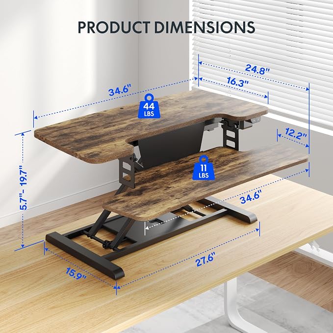 FLEXISPOT 35" Electric Standing Desk Converter, Height Adjustable Motorized - Image 3