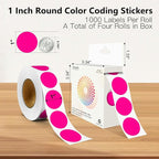 Fluorescent Pink 1 Inch Round Color Coding Labels - Image 2