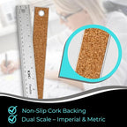 NOKKO 18 Inch Metal Ruler with Cork Backing, Non-Slip Cork Back - Image 4