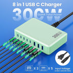 USB C Charger 300W USB C Charger Block, 8-Ports GaN IV Fast Charging Station Hub - Image 2