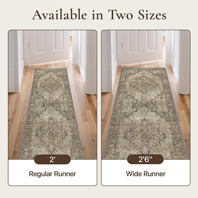 GENIMO 2'6''x6 Runner Rugs for Hallway, Machine Washable Non Slip Vintage Rugs - Image 3