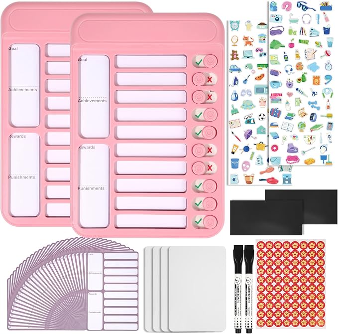 2Pcs Chore Chart for Kids to Do List Checklist Board Detachable Message Slider by Lucomb