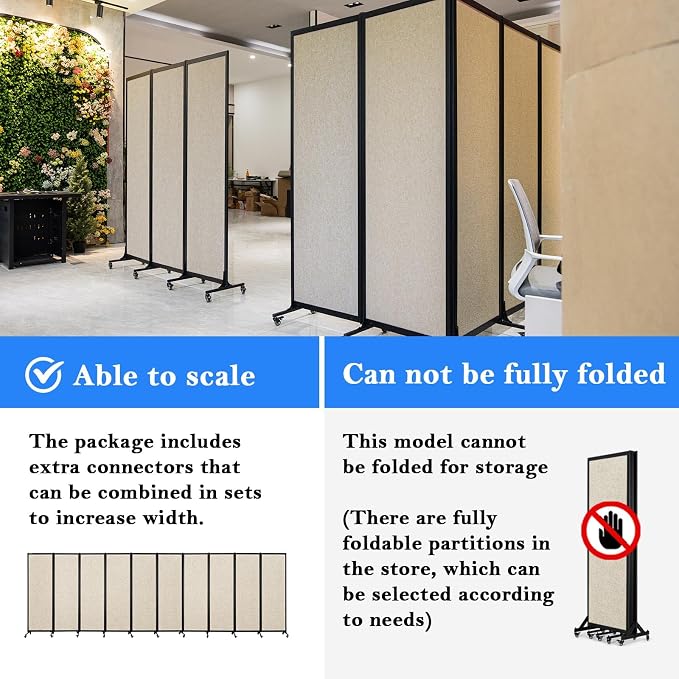Upgrade Version Room Partition and Divider, Freestanding Rolling Dividers - Image 3