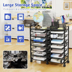 Simple Trending Rolling File Storage Cart, 15-Tier Metal Desk File Organizer - Image 3
