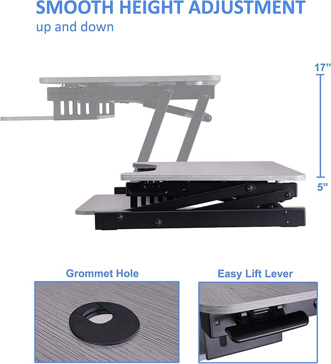 Rocelco 37.5" Height Adjustable Standing Desk Converter - Image 2