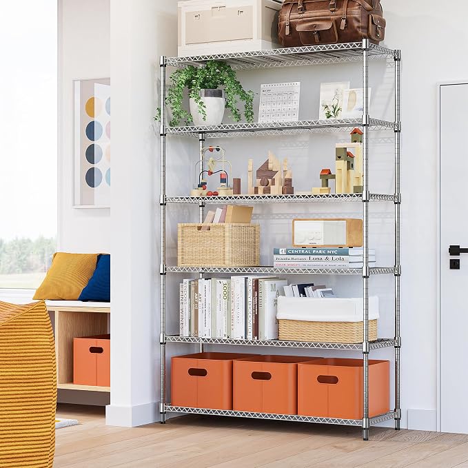 M MZG 6 Tiers Storage Shelves Load 2100LBS, Metal Shelving Wire Metal Shelving - Image 2