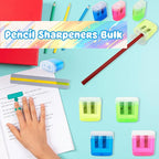 120 Pieces Pencil Sharpeners Bulk Colored Dual Holes Sharpeners Portable Manual - Image 3