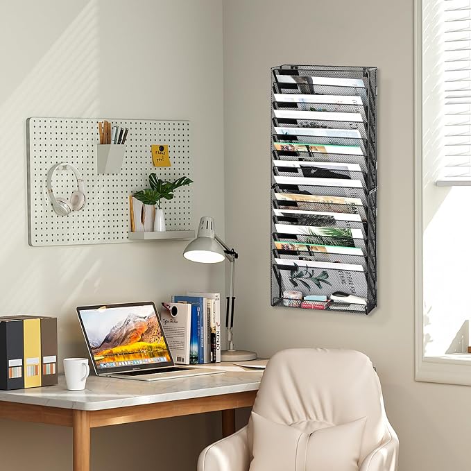 EasyPAG Wall File Holder 14 Tier Mesh Hanging Folder Organizer - Image 9