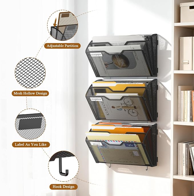 Docnest 3 Tier Mesh Wall File Holders - Image 5
