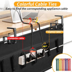 SUREUP9 No Drill Under Desk Cable Management Tray, Fabric Cable Management - Image 4