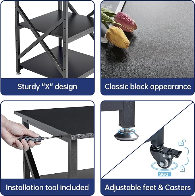 Fannova Printer Stand, 23.6 x 23.6 x 30.1 Inches Large Square Printer Table - Image 7