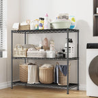 3- Shelf Metal Shelving Unit 35.6Wx14Dx36H, Adjustable Storage Shelves Heavy - Image 7