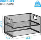Marbrasse 2 Tier Paper Organizer Letter Tray, Mesh File Organizer - Image 4