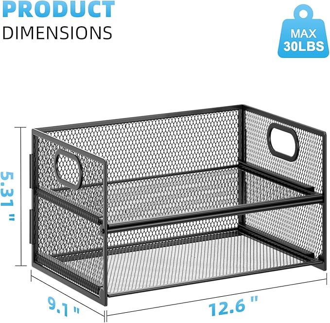 Marbrasse 2 Tier Paper Organizer Letter Tray, Mesh File Organizer - Image 4