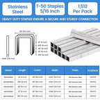 meite T-50 Stainless Steel Staples Marine, 5/16 Inch Heavy Duty Staples - Image 2