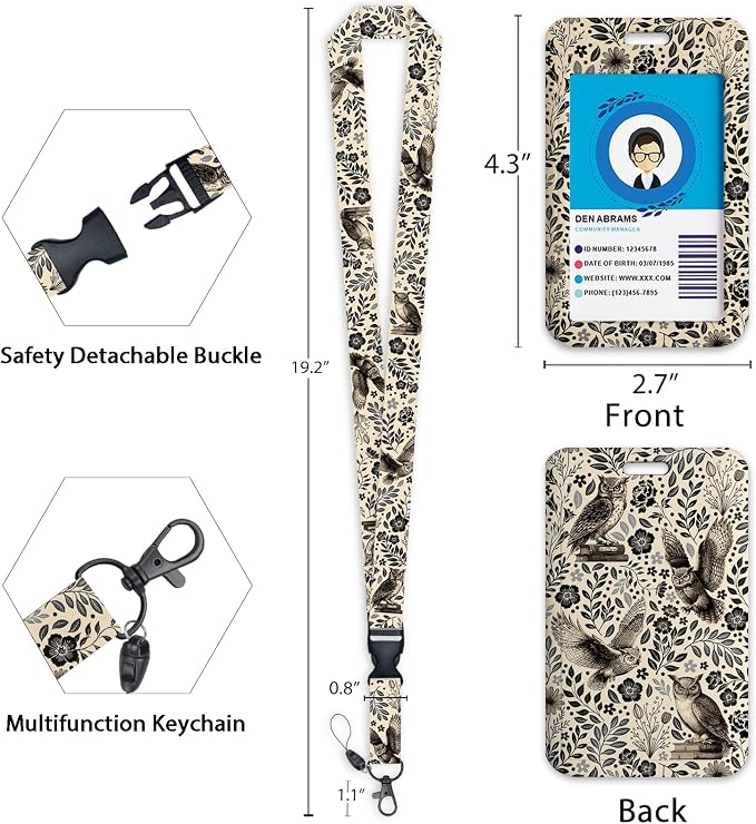 Giancomics Floral Owls Lanyards - Image 4