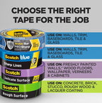 ScotchBlue PROSharp Painter's Tape 1.5 Inch Wide 3 Rolls Blue Tape Protects - Image 9
