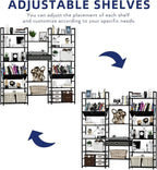 NUMENN Triple Wide 6 Tier Bookshelf, Adjustable Rustic Industrial Style Book - Image 4