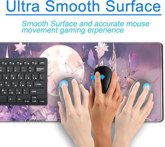 Cool Kawaii Pastel Purple Floral Desk Mat Mouse Pad Large Gaming Mousepad - Image 4
