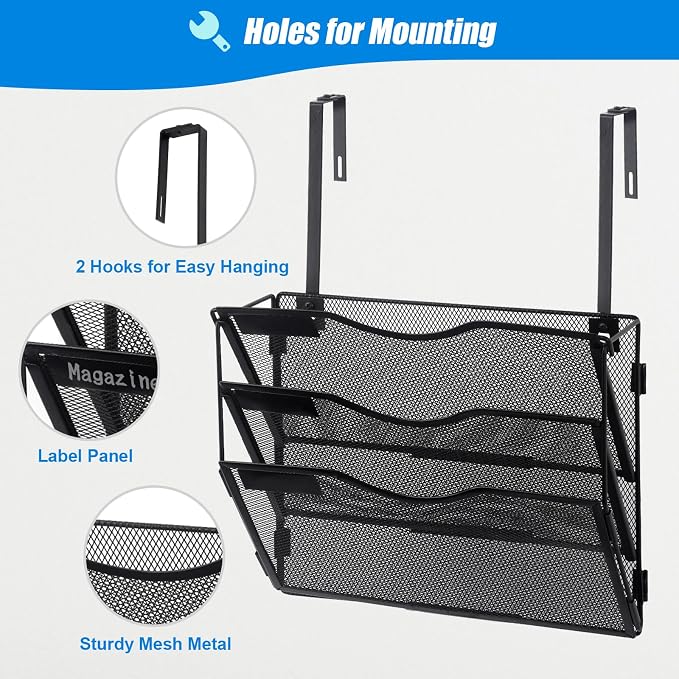 EASEPRES 3 Pocket Mesh Hanging Wall File Organizer - Image 3