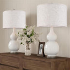 GO&SO Natural Linen Medium Drum Lamp Shades 13" Top x 13" Bottom x 10" High - Image 9