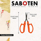 Saboten Stainless Steel Angled Blade Trimming Scissors Orange PT-13 160mm - Image 2