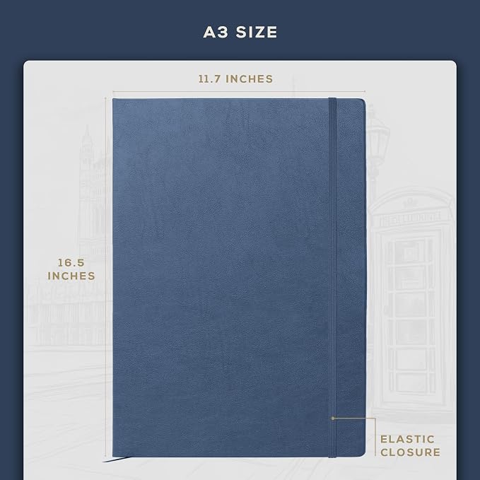 Beechmore Books A3 Sketchbook – 11.7x16.5 Premium Vegan Leather Bound Extra - Image 4