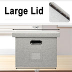 4-Pack Modern Minimalist Beige Collapsible Linen File Folder Box Office - Image 4