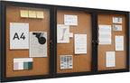72"x36" Lockable Enclosed Bulletin Board, Outdoor Cork Weather-Resistant by Unknown