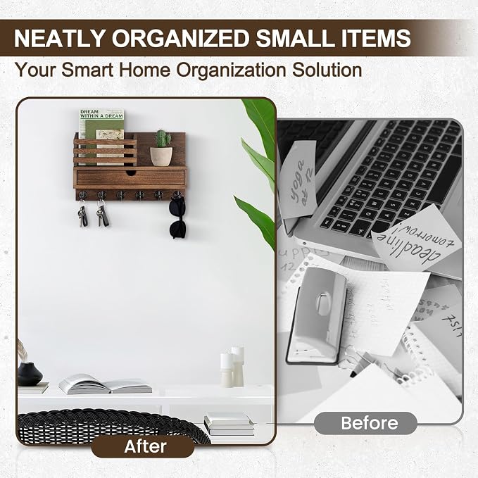 Lucundm Key Holder Wall Mount, Mail Holder - Image 7