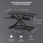 FITUEYES Height Adjustable Standing Desk 36” Wide Sit to Stand Converter Stand - Image 4