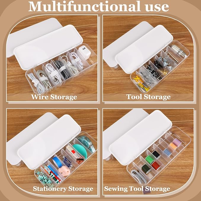 Cable Organizer Box with Lid, 7 Compartments Charger Organizer - Image 7