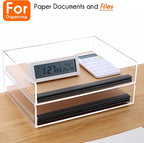 HeZone Paper Organizer, 2 Tier Stackable A4 Size Acrylic Letter Tray, - Image 2