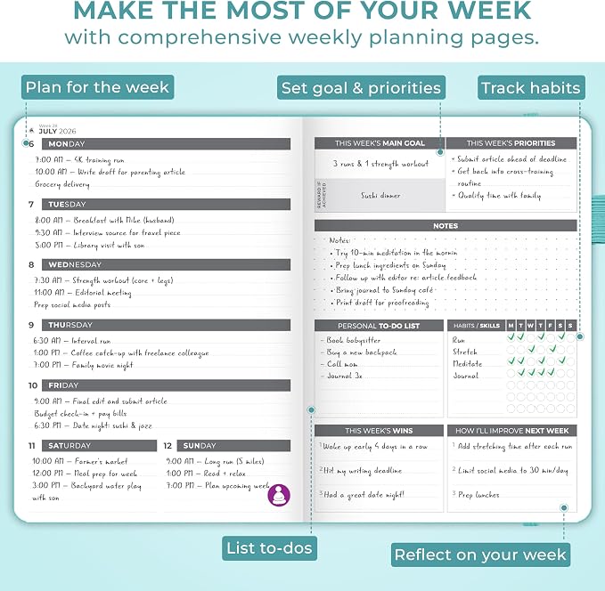 Clever Fox Dated Planner 2026-2027 – Weekly Life Planner Notebook - Image 6