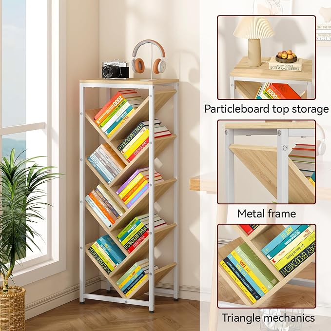 IBUYKE 9 Tier Tree Bookshelf, Floor Standing Wood Bookshelf - Image 5