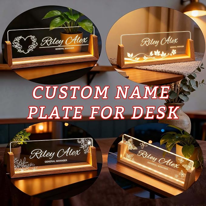 Custom Office Name Plate, Personalized Light Up Desk Sign - Image 3