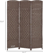 HOMCOM 3 Panel Room Divider, Hand-Woven Freestanding Wall Partition - Image 7