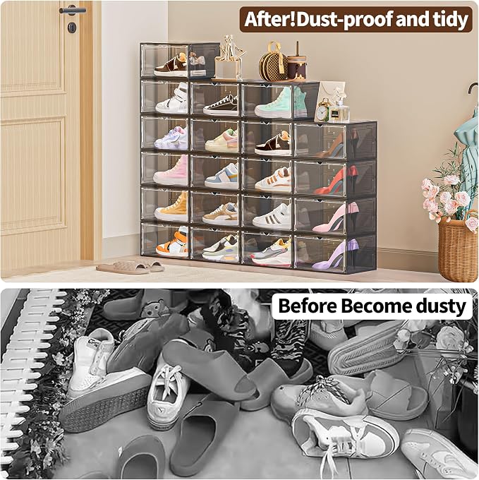 TOFWOF 8 Pack XX Large Shoe Organizer, Heavy-Duty Hard Thicken Plastic Clear - Image 7