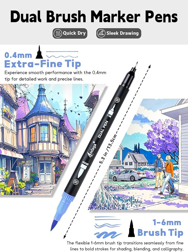 AEDAGA 80 Colors Numbered Dual Tip Brush Pens - Image 2