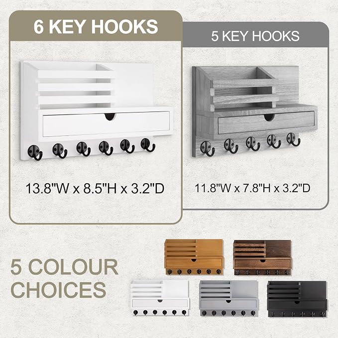 Lucundm Key Holder Wall Mount, Mail Holder - Image 5