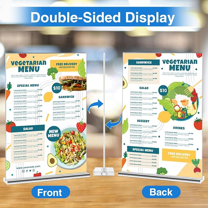 Daofary 12 Pack Acrylic Sign Holder 4 x 6, Double-Sided Stand up Table Top Sign - Image 3