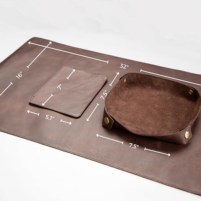 Node Leather - Genuine Leather Desk Mat, Desk Organizer & Cup Coaster - Leather - Image 6