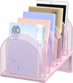 OUTIOE 5-Section Desk File Organizer, Metal Mesh Folder Organizer by OUTIOE