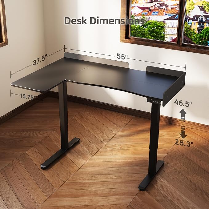 Claiks L Shaped Standing Desk, 55 Inch Electric Height Adjustable Desk - Image 3