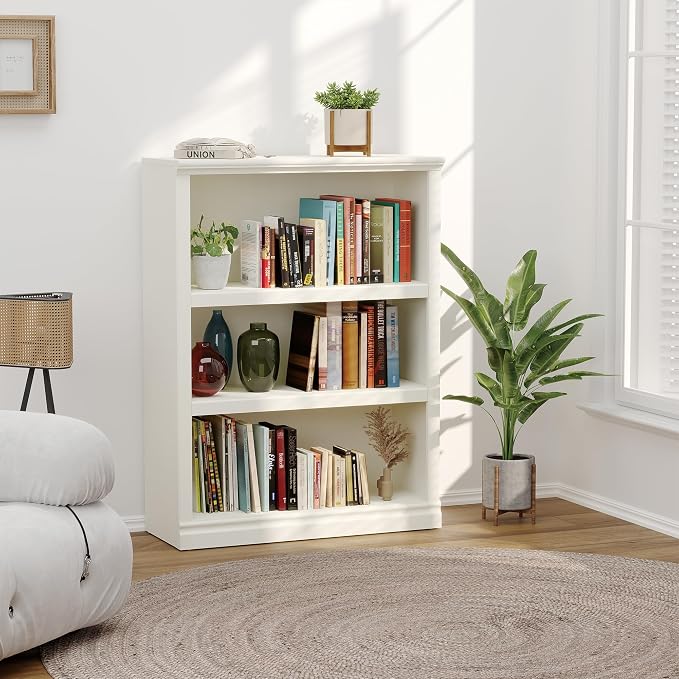 Bevfint 43 in Tall Bookcase, 3-Tier Bookshelf Open Storage, 33 inch Wide Floor - Image 2