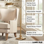 Regency Hill Jenson Traditional Farmhouse Metal Adjustable Pharmacy Floor Lamp - Image 3
