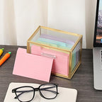 BTSKY Golden Glass Index Card Organizer Box, 3x5 Inch Index Cards Holder - Image 2